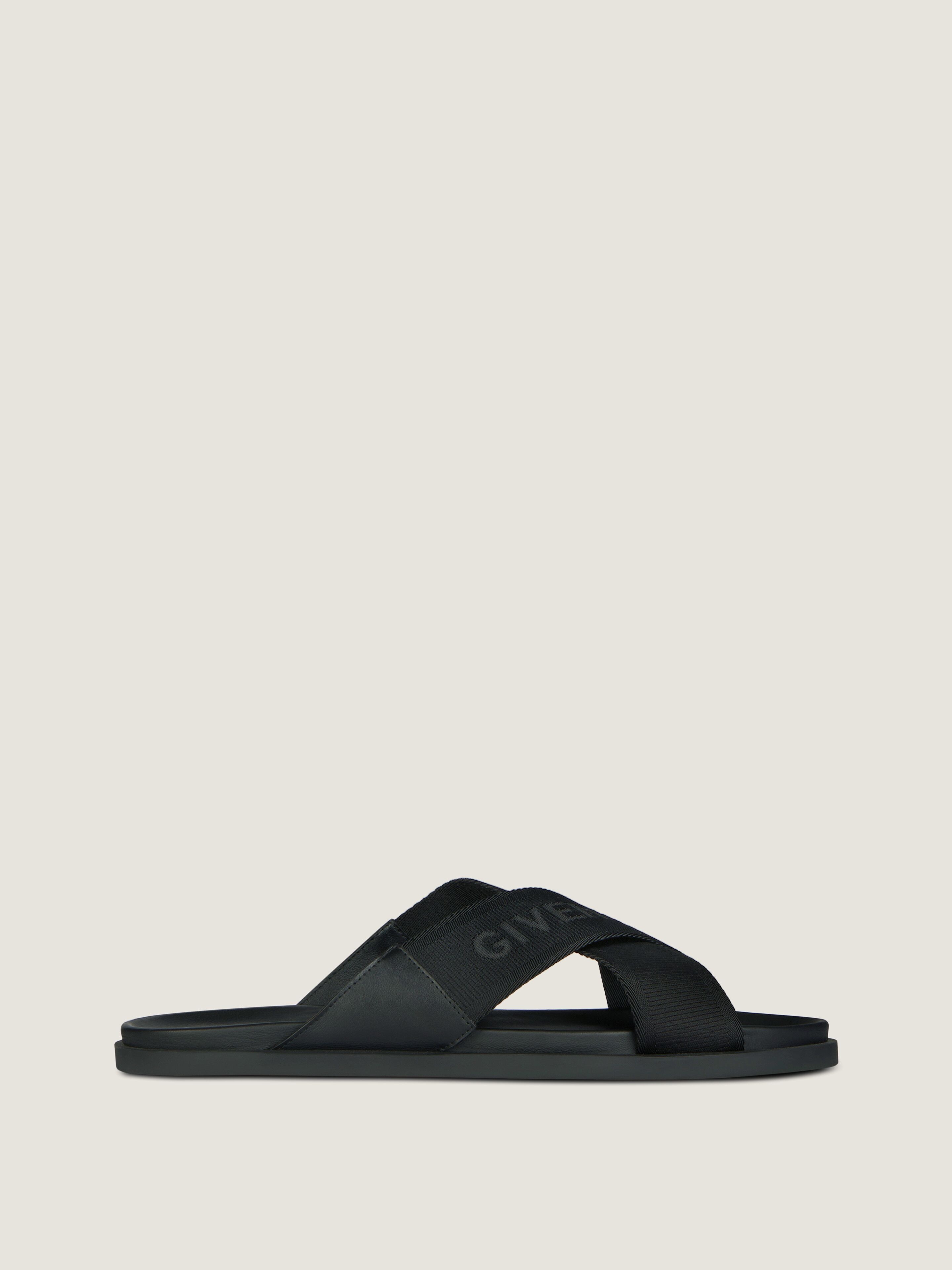G Plage flat mules with crossed straps in webbing